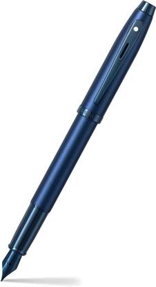 SHEAFFER SH 100 E9371 Satin Blue With Pvd Blue Trims (Medium Nib) Fountain Pen