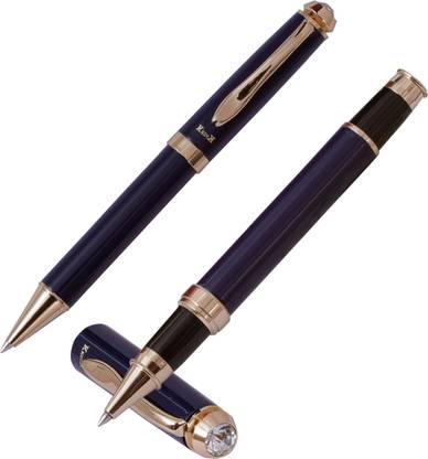 Krink B256_R047 combo Ball pen & Roller pen set Metal Body Diamond on cap Pen Gift Set