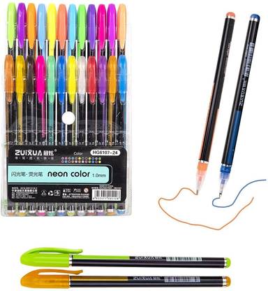 Shivom 24Pc Gel Pens set Color gel pen,Glitter Metallic Neon pens Set Sketching Paint Gel Pen