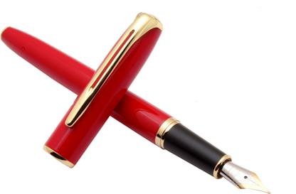 Ledos Jinhao 996 Shine Red Metal Body With Golden Trims & Fine Nib Fountain Pen