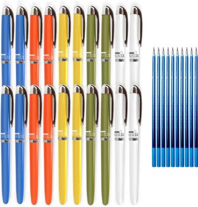 Win Guide 20 Blue Pens & 10 Refills | 0.6 mm Tip | Pens for Writing | Premium Ball Pen