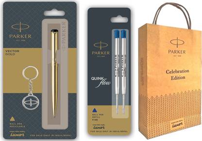 PARKER Vector Gold Pen + 2 pcs ball pen refill + paper bag combo Ball Pen
