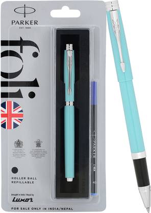 PARKER Folio Standard Chrome Trim |Sea Green Body Colour| Roller Ball Pen