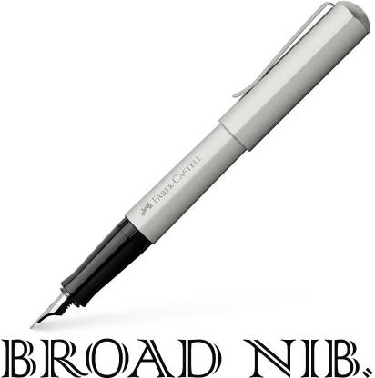 FABER-CASTELL HEXO SILVER MATT FOUNTAIN PEN – BROAD NIB Fountain Pen