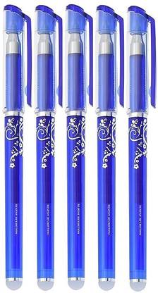Agelast Blue Ink Erasable with attached Magic Wipe Eraser [0.35mm], Pack of 4 Gel Pen Refill