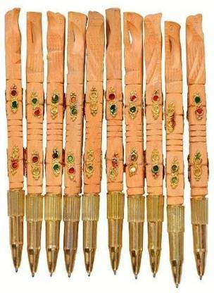 STUFFCOLLECTION Wooden Ball Pen Office Use Ball Pen Set (Pack of 10) Ball Pen