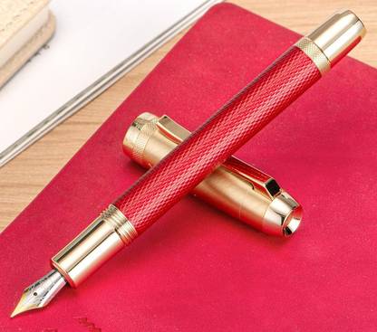 Ledos Jinhao 92 Star Series Red & Golden Metal Body Fine Nib Fountain Pen