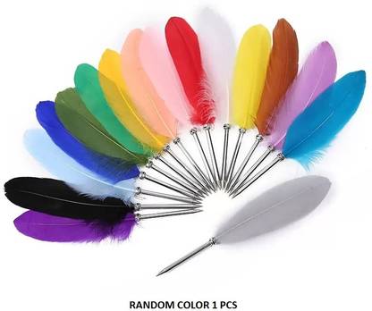 KRYTONE 1 pcs Feather Quill Ball Point Pen For Office School Supplies Ball Pen