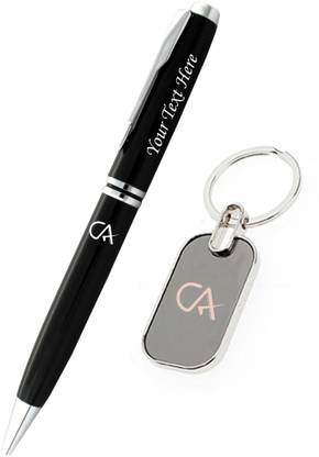 K K CROSI CA Logo Pen with Name Print Black Body Pen Gift Set