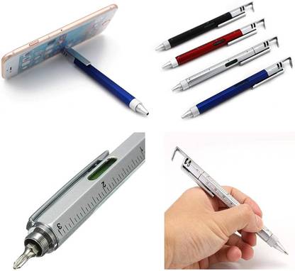 Magnate 5 in 1 Multi tool Pen with Ruler, Leveller, Phone Stand with Screwdriver Bit Multi-function Pen