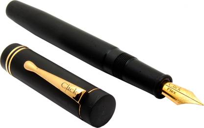 Ledos Click Renaissance Handmade Ebonite Charcoal Matt Black Golden Trims Flex Nib Fountain Pen
