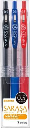 Zebra Sarasa Clip Pen 0.5 mm, 3 Color Set (JJ15-3CA) Gel Pen