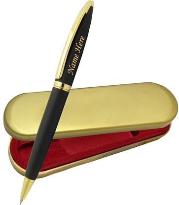 UJJi Name Engraved Pen in Matte Black Brass Material Ball Pen