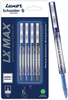Luxor Schneider LX MAX | Cone Tip | 0.5 mm | 1000+ Meters Writing Length | German Technology Roller Ball Pen