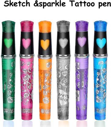 Extraposh Sketch and Sparkle Tattoo Pen Activity Toy Set with Stencil for Kids Nib