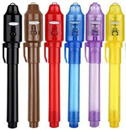 SAH Invisible Ink Magic Pen with UV-Light Spy Pen Birthday Return Gifts Multi-function Pen