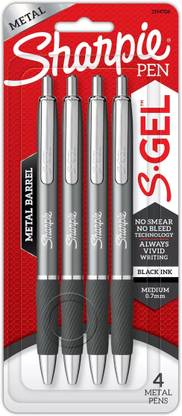 Sharpie S-Gel Pen Black 0.7 Metal Barrel Gunmetal Gray Set of 4 Gel Pen