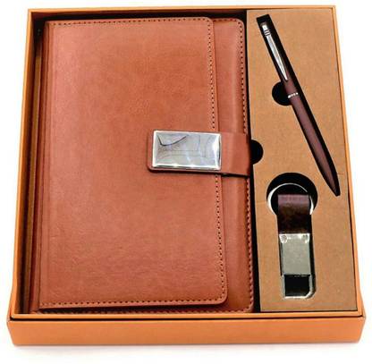 FABULASTIC 3 in 1 Corporate Gift Set, Multi-functional Diary, Metal Pen and Metal Keychain A4 Diary No 100 Pages