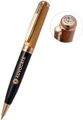 UJJi Advocate Logo with Top Stone Design Half Copper Color Metal Ball Pen