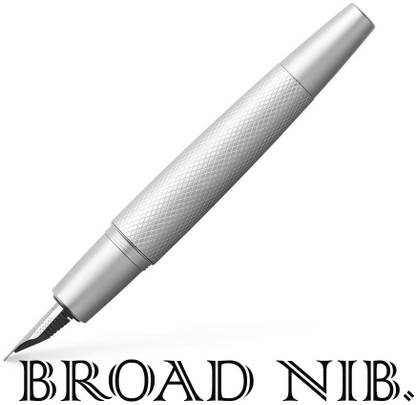 FABER-CASTELL E-MOTION PURE SILVER FOUNTAIN PEN – BROAD NIB Fountain Pen