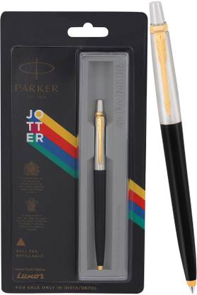 PARKER Jotter Standard, Gold Trim, Black Body Colour Ball Pen