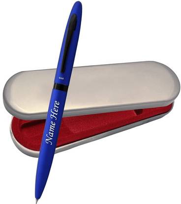 UJJi Matte Finish Blue Color Name Engraved Metal Ball Pen