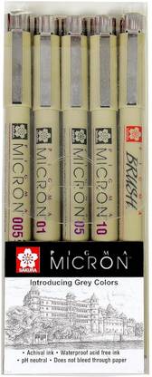 SAKURA Pigma Micron Pens Set of 5 Light Cool Grey Color Set Fineliner Pen