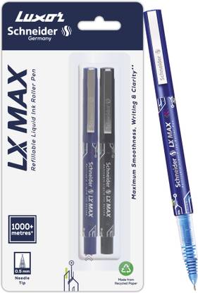 Luxor Schneider LX MAX | Needle Tip | 0.5 mm | 1000+ Meters Writing Length | German Technology Roller Ball Pen