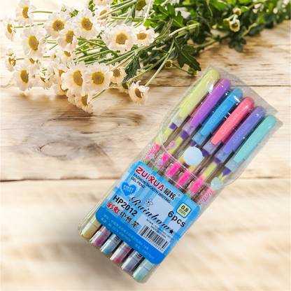 CRAFTY CUDDLE Glitter Gel Rainbow Pens Pack of 6 Multi-function Pen
