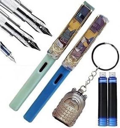 apcatio PUBG Theme Set Fountain Pen Fine Nib Ink Pen 2 Pen With 2 Refills ,1 key chain Fountain Pen