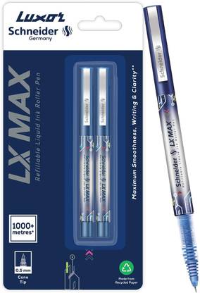Luxor Schneider LX MAX | Cone Tip | 0.5 mm | 1000+ Meters Writing Length | German Technology Roller Ball Pen