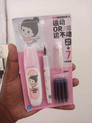 JSHOLDINGS FOUNTAIN PEN With PELICON ERASER and 7 Additional Ink Cartridges Fountain Pen