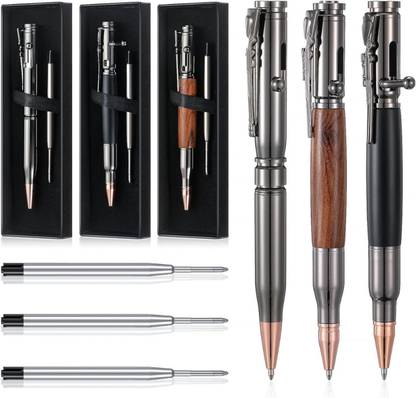 ELIE INDIA Bolt Action Pen Set with Compass Rifle Clip Extra Black Refills Solid Gift Box Pen Gift Set