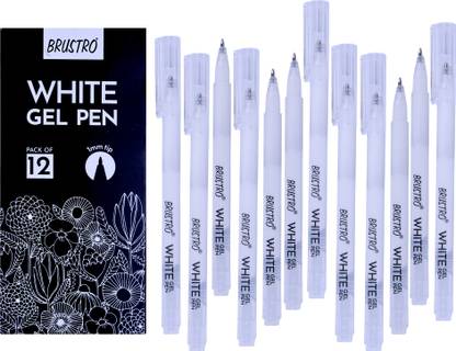 BRuSTRO White Gel Pen (1MM tip) Opaque and Viscous Ink Gel Pen