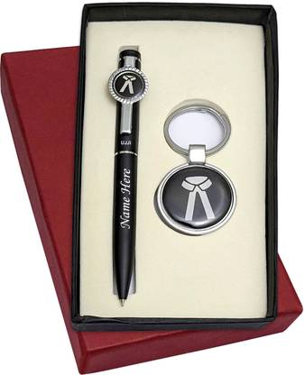 UJJi Advocate Name Engraved Metal Keychain & Pen Gift Set