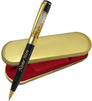 UJJi Name Print Pen in Golden Gel Filled Cap Brass Ball Pen