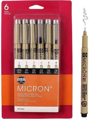 Gelly Sakura Pigma Micron Fineliner Pens-Archival Black Ink Pens-Assorted Point Sizes Fineliner Pen
