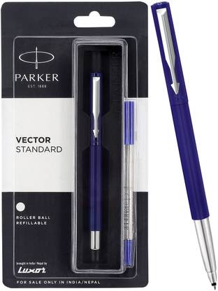 PARKER Vector Standard Chrome Trim Blue Body Color Roller Ball Pen