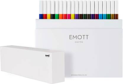 uni-ball Emott SY40 Water Based Fineliner Pens Set | Tip Size 0.4 mm | 8 Unique Color Fineliner Pen