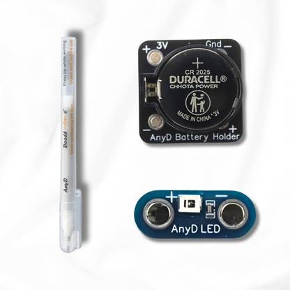 AnyD Mini Silver Conductive Ink Pen Includes Battery & LED (Set of 1) Fountain Pen
