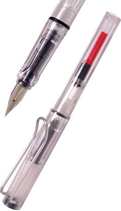 UJJi Extra Fine Nib Transparent Body with Chrome Plated Clip Fountain Pen