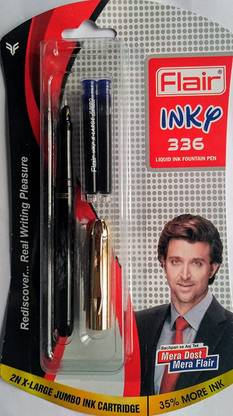 FLAIR Inky Series 336 Liquid Ink Fountain Pen Blister Pack | Easy Refilling System Fineliner Pen