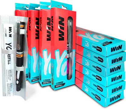 Win Yo 10 Blue Pens+ Free Refills|Premium Stylish|Smooth Writing |Playful Colours| Ball Pen