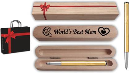 PARKER Vector Gold Roller pen with World's Best Mom Gift Box and Bag Pen Gift Set