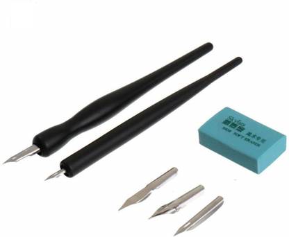 RAMKE Cartoon Comic Dip Pen Set Calligraphy Pen With 5 Nibs & eraser Calligraphy