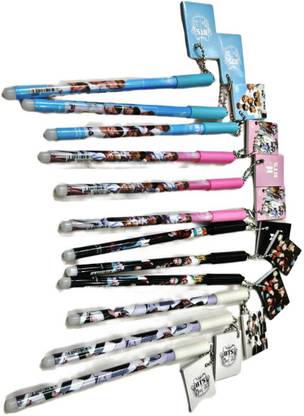 AAHANSHOPPE BTS THEME GEL PEN WITH SMALL LITTLE ATTACHED DIARY WITH EACH PEN PACK OF 12 PCS Gel Pen