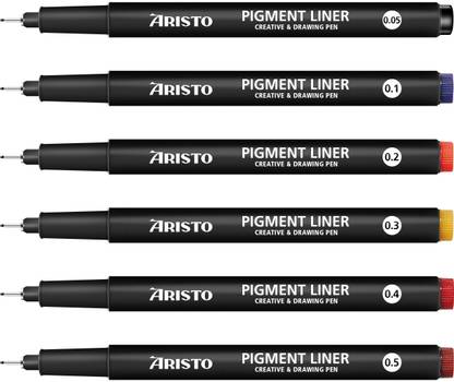 Aristo Pigment Liner 0.05, 0.1, 0.2, 0.3, 0.4, 0.5mm | Light & Water Resistant | Black Fineliner Pen