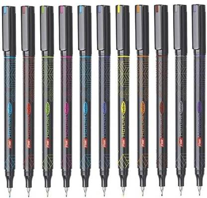 FLAIR Hotline 0.7 to 1 mm Metal Tip, 10 Pcs Pouch Pack Fineliner Pen