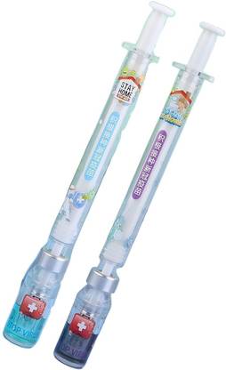 Tlismi Creative Push-Pull Syringe Tube Injection Shape Blue Gel Pen for School Students Gel Pen