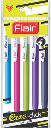 FLAIR Ezee Click Retractable Ball Pen Pouch Pack | 0.7 to 1 mm Tip|Comfortable Writing Ball Pen